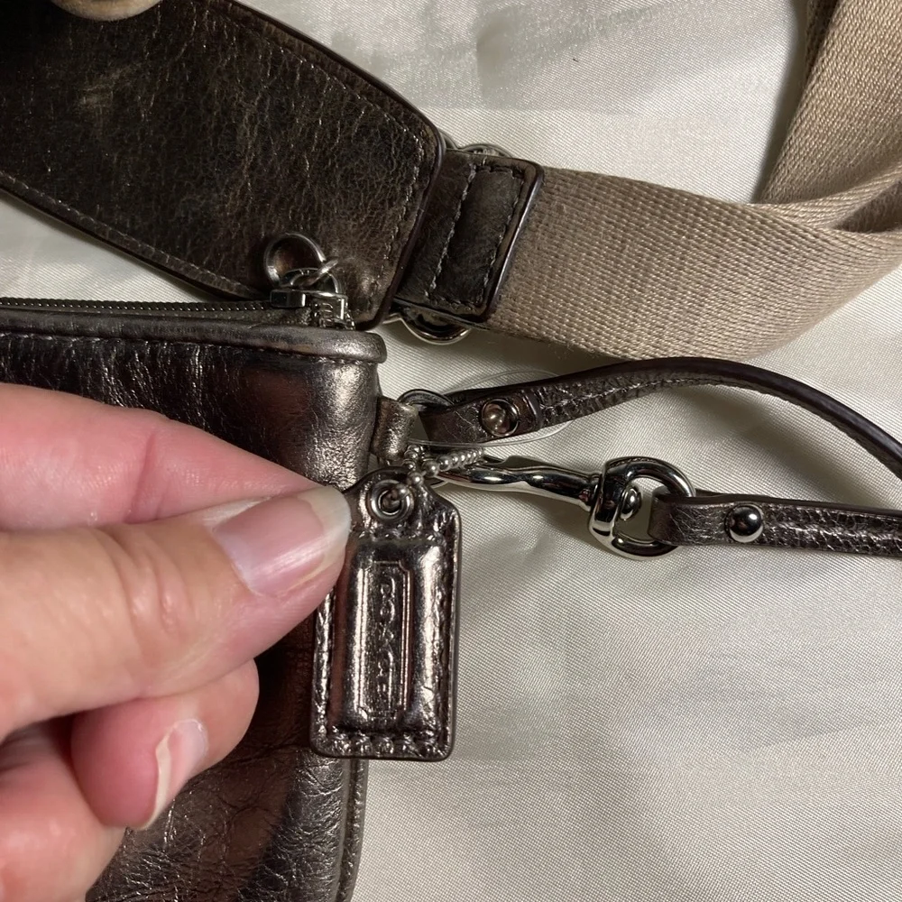 Coach Stylish Metallic Crossbody Bag and wristlet with dust bag
